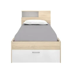 Letto per bambini moderno bianco e rovere 99x218cm adatto per materasso 90x190 cm - Adrielle