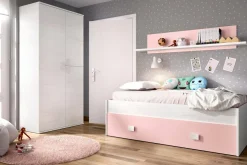 Letto per bambini 195x97cm bianco e rosa - Aikiko