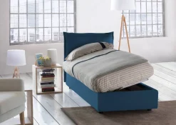 Letto 1 piazza con contenitore blu 95x205cm moderno - Aren