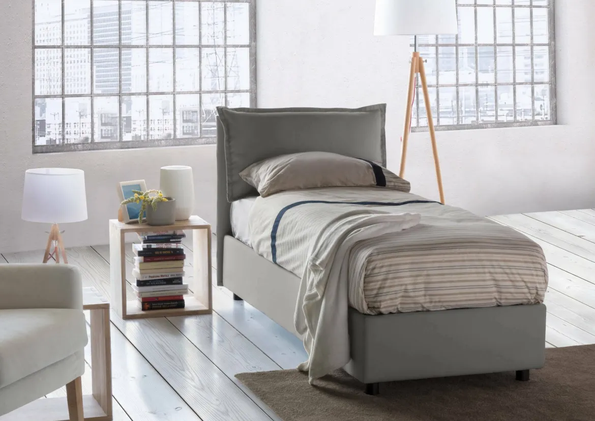 Letto 1 piazza con contenitore rosso 95x205 - Astor