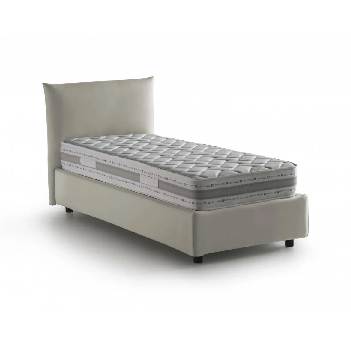 Letto 1 piazza contenitore beige 110x215cm rivestimento in tessuto - Astianatte