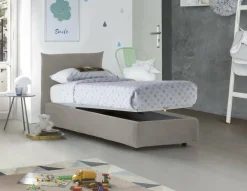 Letto 1 piazza contenitore beige 110x215cm sfoderabile - Azeglio
