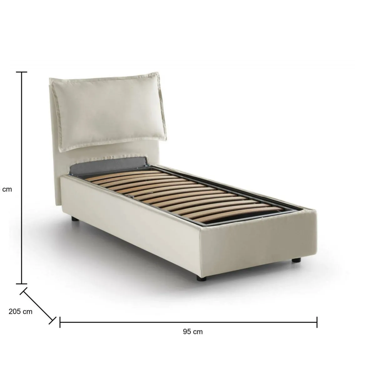 Letto 1 piazza contenitore beige 95x205cm comfort - Aphrodite