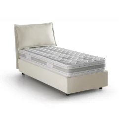 Letto 1 piazza contenitore beige 95x205cm rivestito in tessuto - Aren