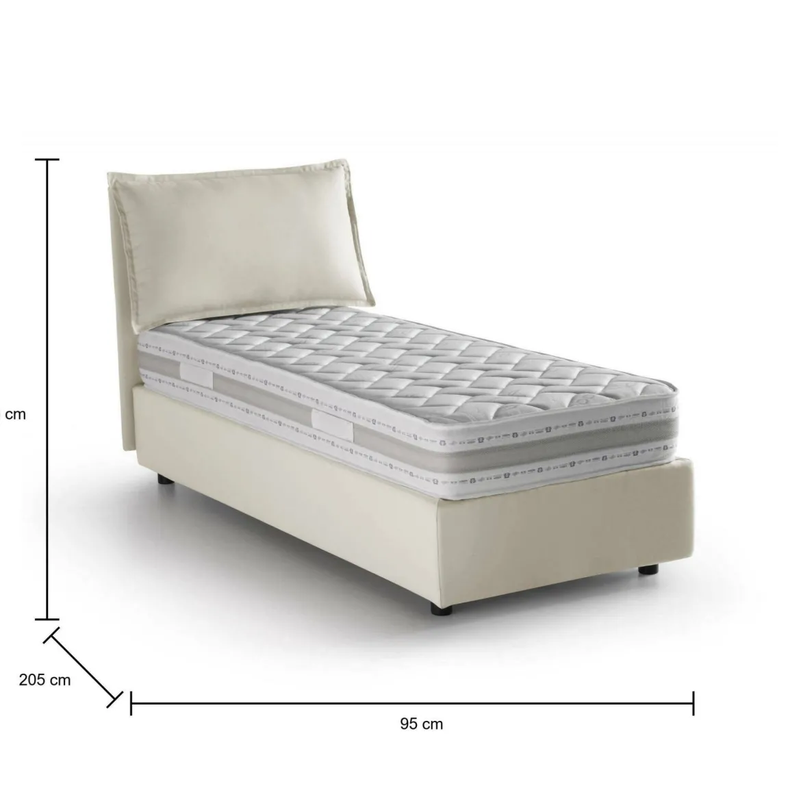 Letto 1 piazza contenitore beige 95x205cm sfoderabile - Argentino