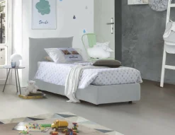 Letto 1 piazza contenitore bianco 110x215cm rivestimento in tessuto - Astianatte