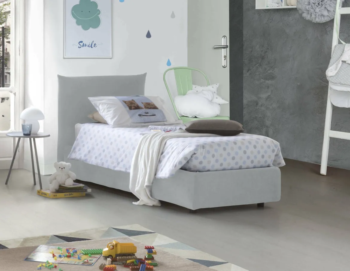 Letto 1 piazza contenitore bianco 110x215cm sfoderabile - Azeglio