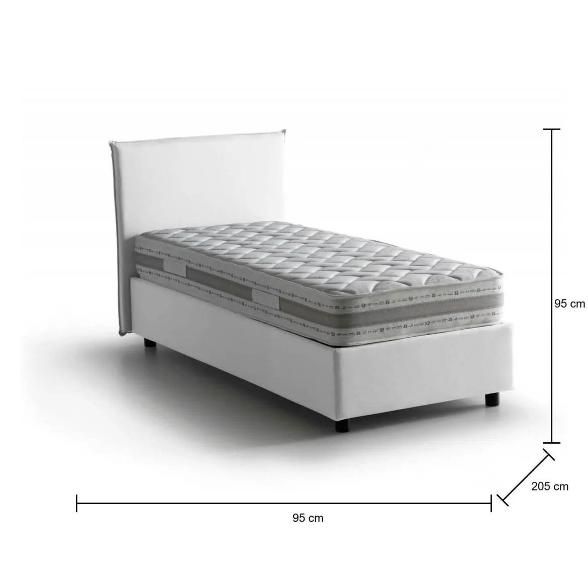 Letto 1 piazza contenitore bianco 95x205cm elegante - Acuila