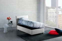 Letto 1 piazza contenitore bianco 95x205cm elegante - Acuila