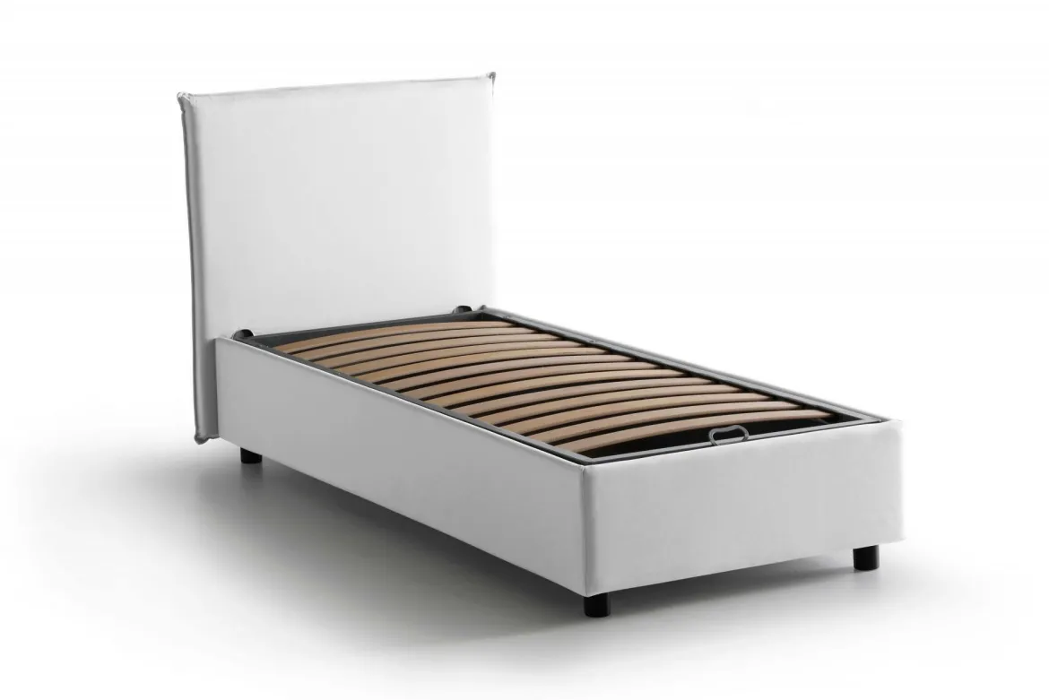 Letto 1 piazza contenitore bianco 95x205cm moderno - Aquilla