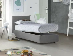 Letto 1 piazza contenitore grigio 95x205cm adatto per materasso 190x80 cm - Aquilla