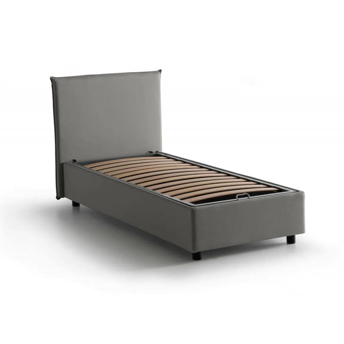 Letto 1 piazza contenitore grigio 95x205cm salvaspazio - Aquolina