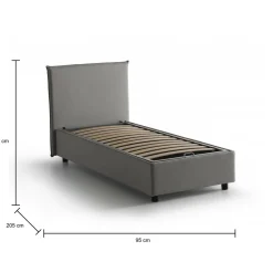 Letto 1 piazza contenitore grigio 95x205cm sfoderabile - Argentino