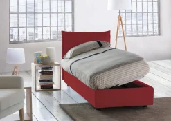 Letto 1 piazza contenitore rosso 95x205cm rete inclusa - Aquolina