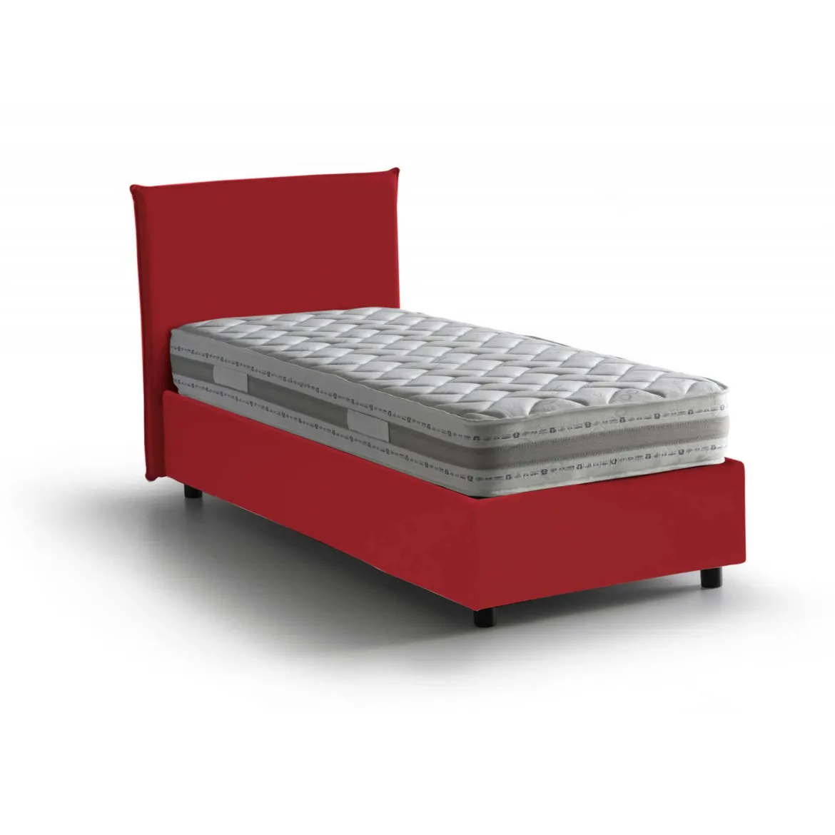 Letto 1 piazza contenitore rosso 95x205cm sfoderabile - Armaduk