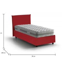 Letto 1 piazza contenitore rosso 95x205cm sfoderabile - Armaduk