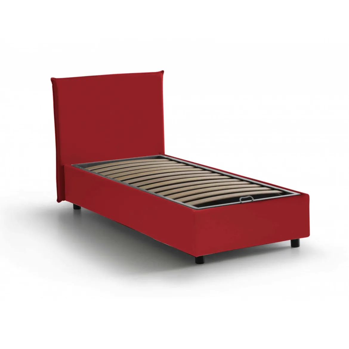Letto 1 piazza contenitore rosso 95x205cm sfoderabile - Armaduk