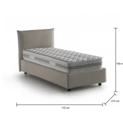 Letto 1 piazza contenitore tortora 110x215cm sfoderabile - Azeglio