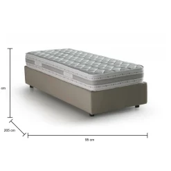 Letto 1 piazza contenitore tortora 95x205cm sfoderabile - Aquilla