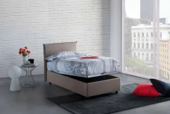 Letto 1 piazza contenitore tortora 95x205cm sfoderabile - Aquilla