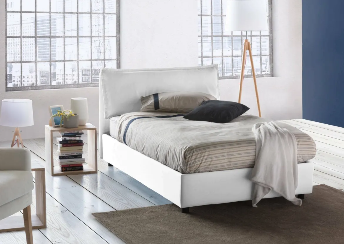 Letto piazza e mezza Abbygale, con materasso Cm 120x200 incluso, Blu