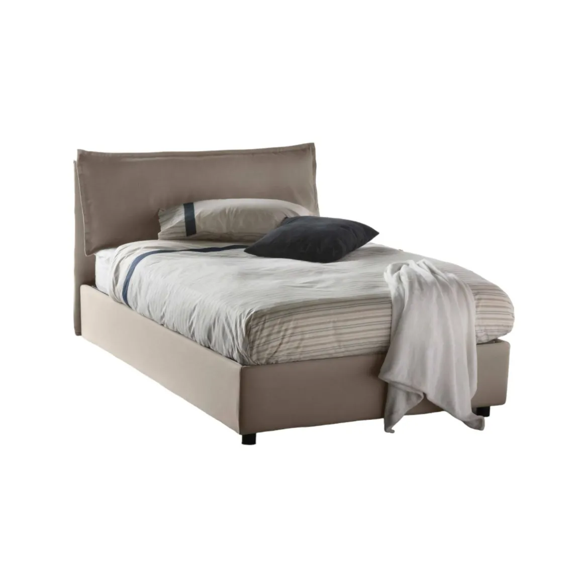 Letto piazza e mezza Abbygale, con materasso Cm 120x200 incluso, Tortora