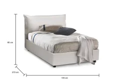 Letto piazza e mezza Aconito, con materasso Cm 120x200 incluso, Bianco