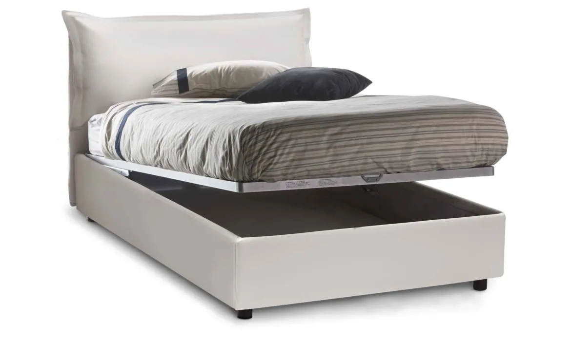 Letto piazza e mezza Aconito, con materasso Cm 120x200 incluso, Bianco