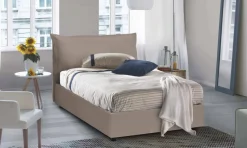 Letto piazza e mezza Aconito, con materasso Cm 120x200 incluso, Tortora
