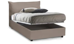Letto piazza e mezza Aconito, con materasso Cm 120x200 incluso, Tortora
