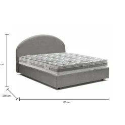 Letto piazza e mezza Acy, con materasso Cm 120x190 incluso, Grigio
