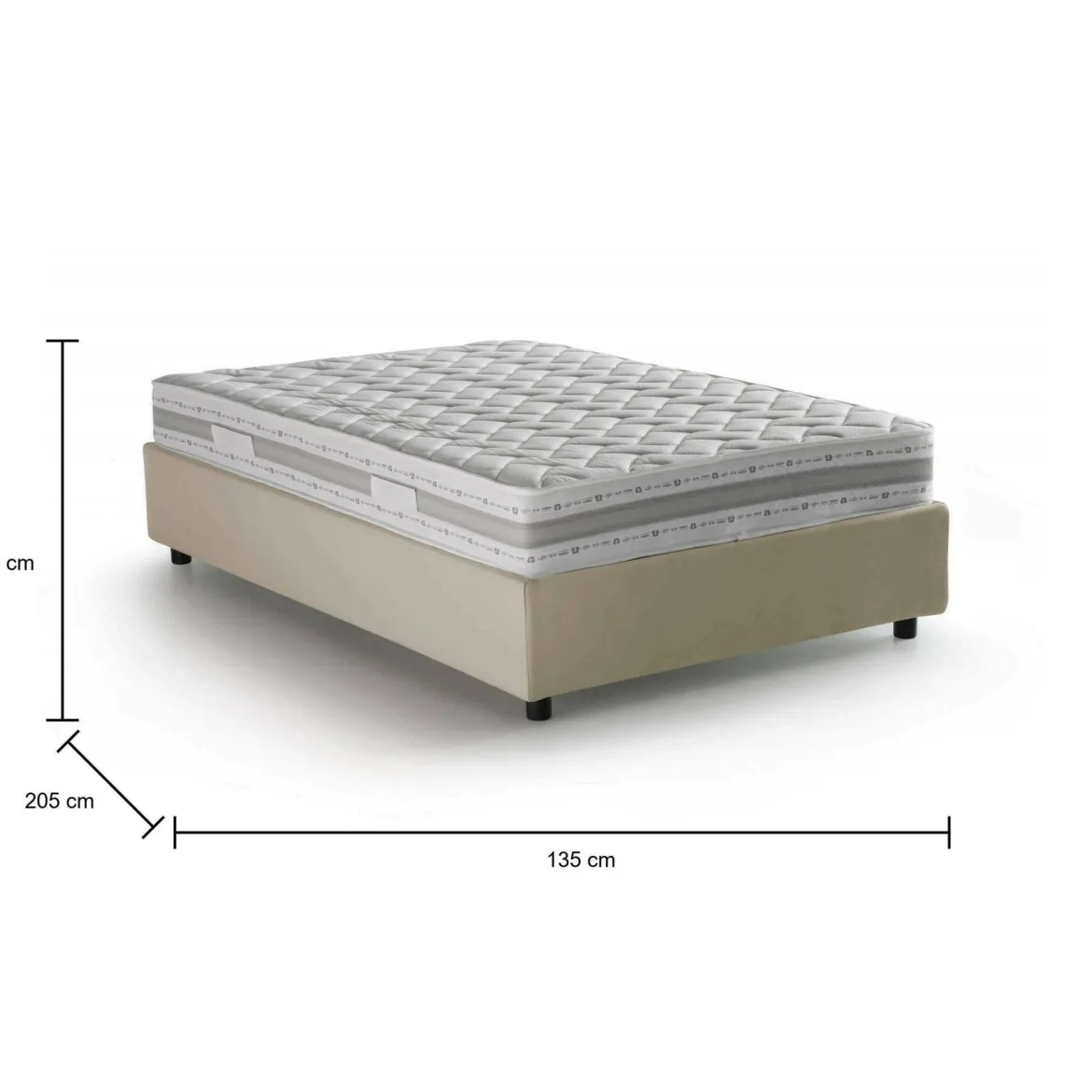 Letto piazza e mezza Aftis, con materasso Cm 120x190 incluso, Bianco