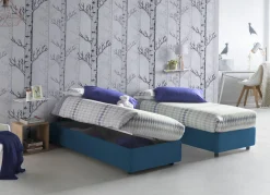 Letto piazza e mezza Aftis, con materasso Cm 120x190 incluso, Blu