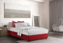 Letto piazza e mezza Aftis, con materasso Cm 120x190 incluso, Rosso