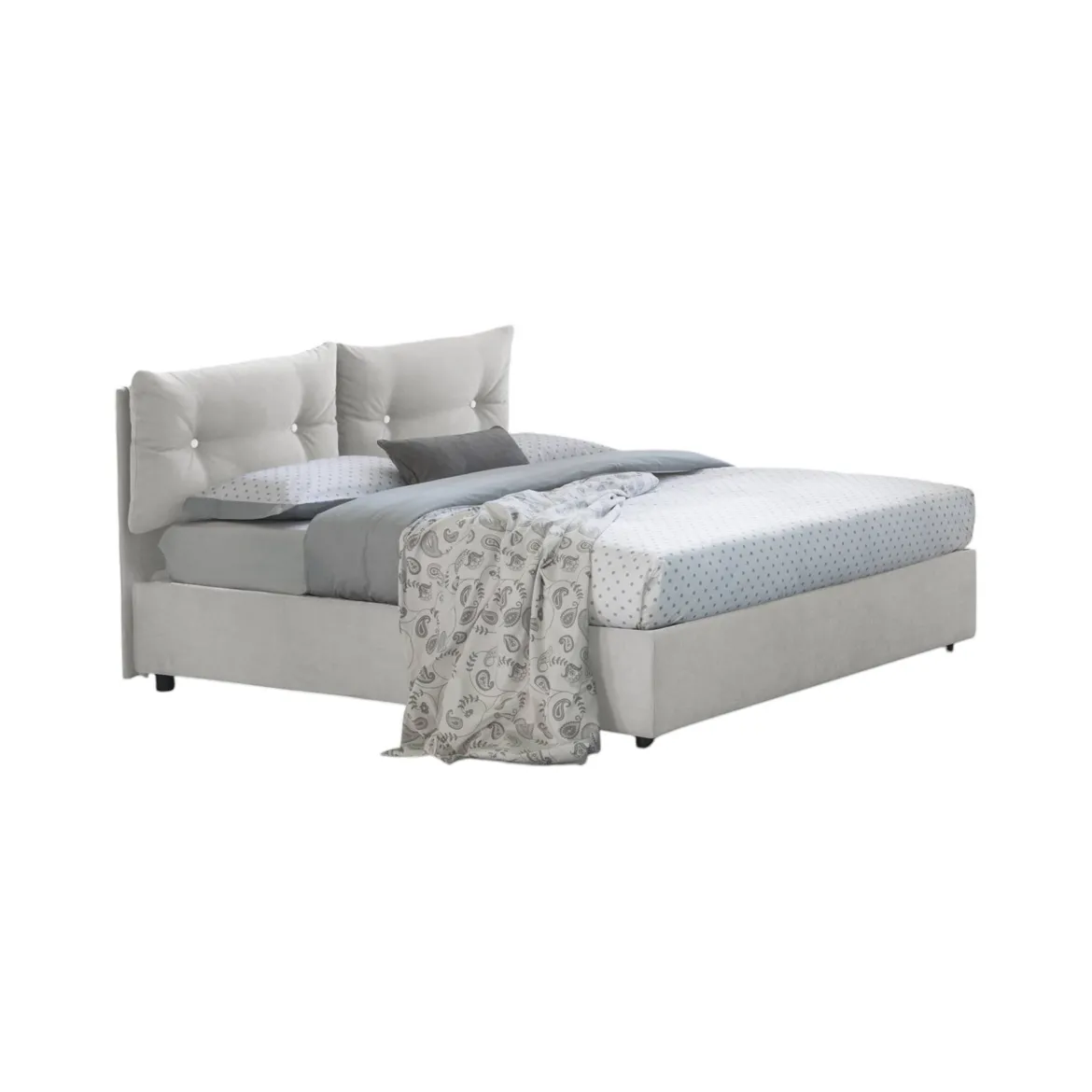 Letto piazza e mezza Agamennone, adatto per materasso Cm 120x190, Grigio