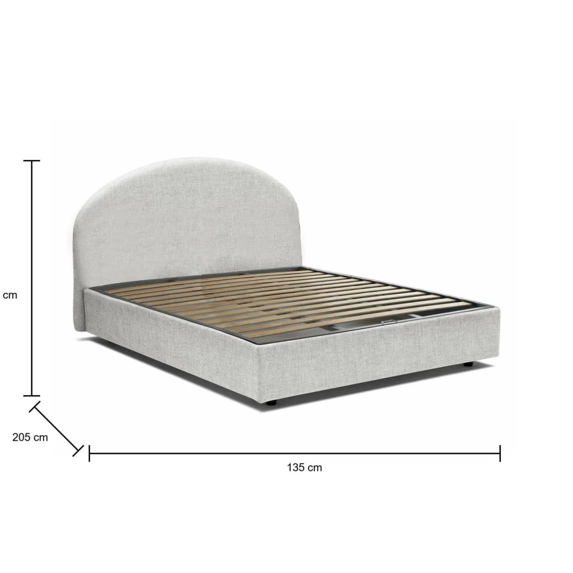 Letto piazza e mezza Akis, adatto per materasso Cm 120x190, Bianco