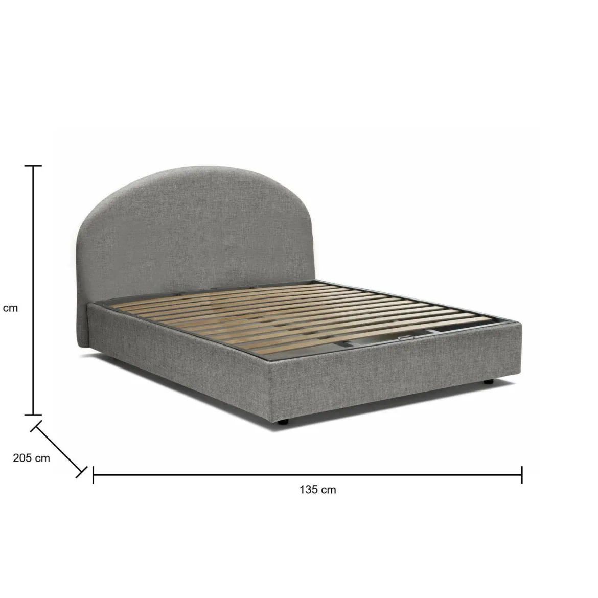 Letto piazza e mezza Akis, adatto per materasso Cm 120x190, Grigio