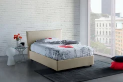 Letto piazza e mezza Alush, con materasso Cm 120x190 incluso, Beige
