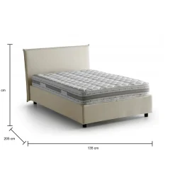 Letto piazza e mezza Alush, con materasso Cm 120x190 incluso, Bianco