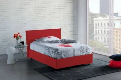 Letto piazza e mezza Alush, con materasso Cm 120x190 incluso, Rosso