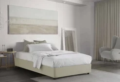 Letto piazza e mezza Alvise, con materasso Cm 120x190 incluso, Beige