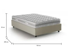 Letto piazza e mezza Alvise, con materasso Cm 120x190 incluso, Beige
