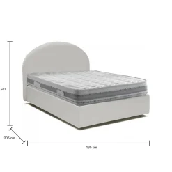 Letto piazza e mezza Ambher, con materasso Cm 120x190 incluso, Tortora