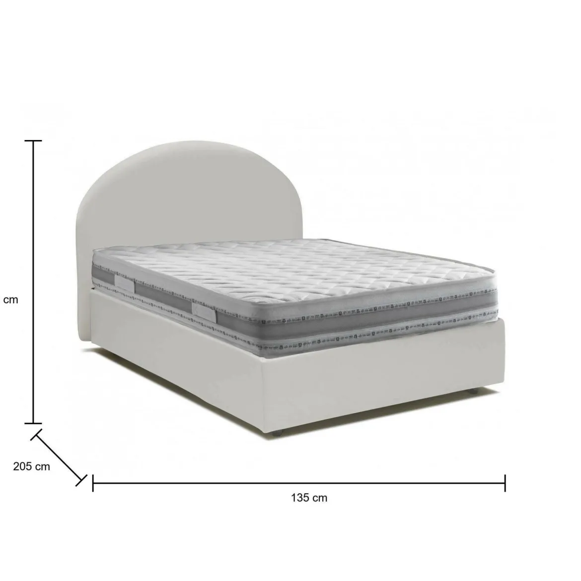 Letto piazza e mezza Ambher, con materasso Cm 120x190 incluso, Tortora