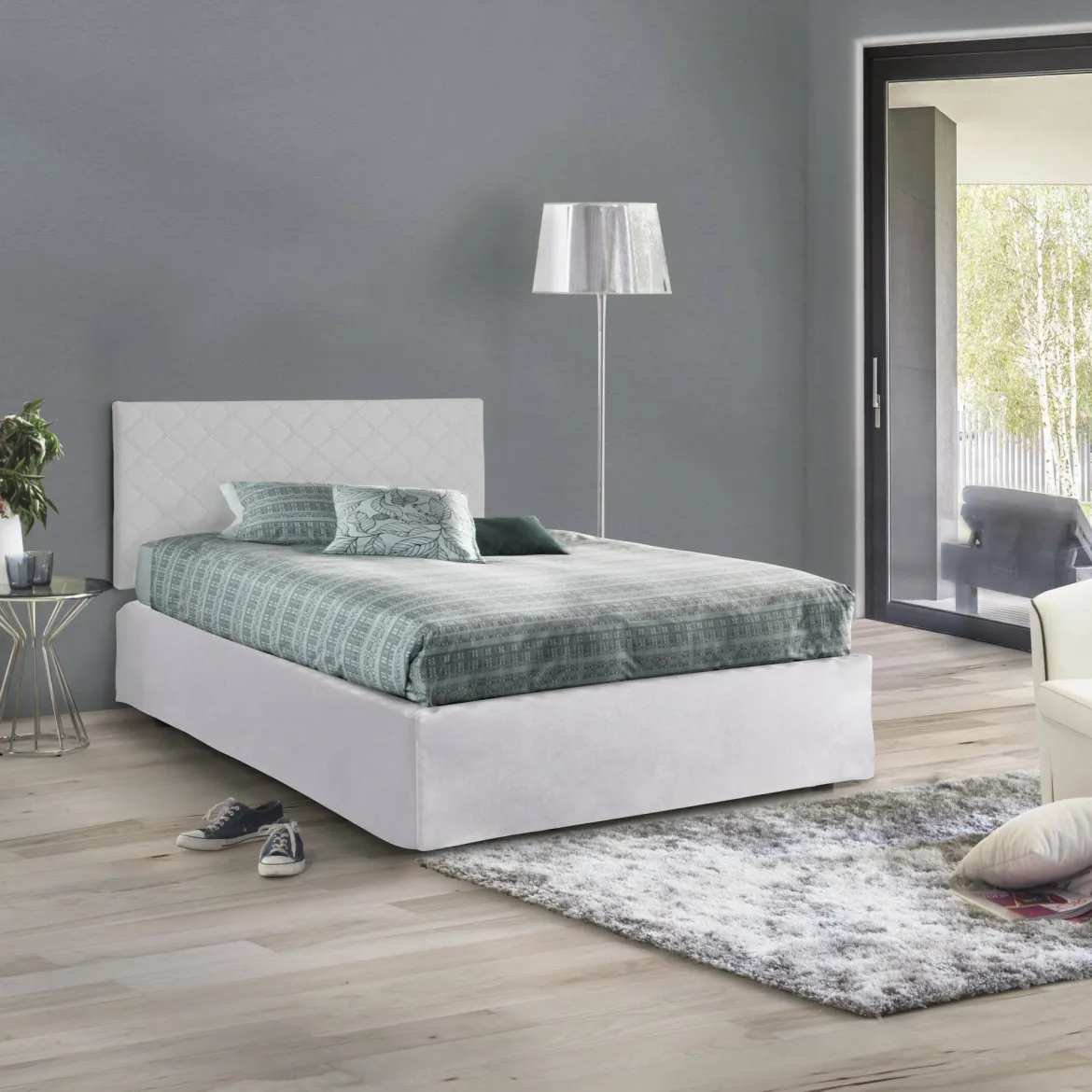Letto piazza e mezza Anas, adatto a materasso da Cm 120x190, Bianco