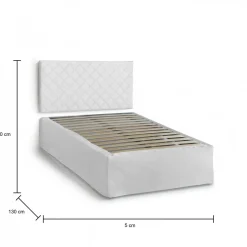 Letto piazza e mezza Anas, adatto a materasso da Cm 120x190, Bianco