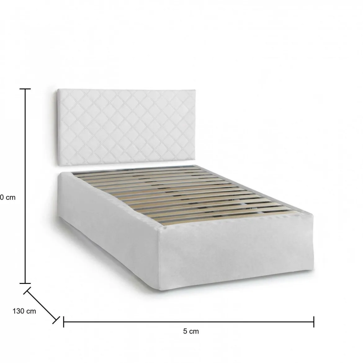 Letto piazza e mezza Anas, adatto a materasso da Cm 120x190, Bianco
