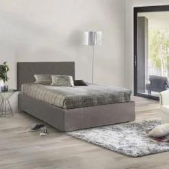 Letto piazza e mezza Anas, adatto a materasso da Cm 120x190, Tortora