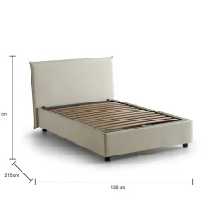 Letto piazza e mezza Anissa, adatto per materasso Cm 120x200, Beige