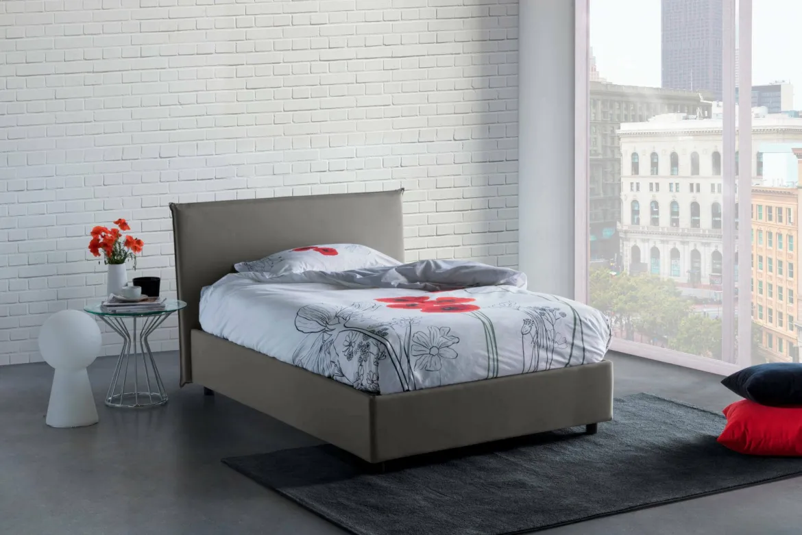 Letto piazza e mezza Anissa, adatto per materasso Cm 120x200, Rosso